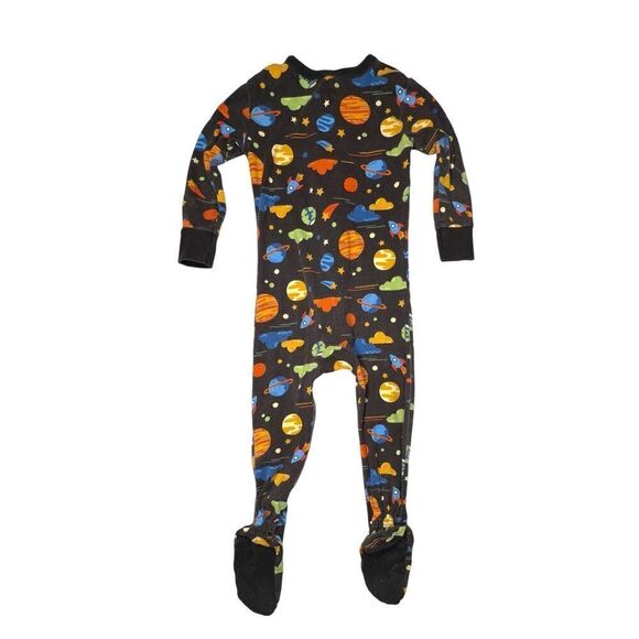 Old Navy‎ (2) Toddler Zipper Footies Sleeper Romper Sharks Cosmos Planets sz 2T - Picture 7 of 9